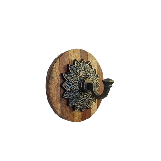 Flower Wall Hook (Brass Antique Finish)